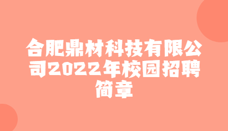 合肥鼎材科技有限公司2022年校园招聘简章