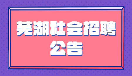 芜湖社会招聘公告