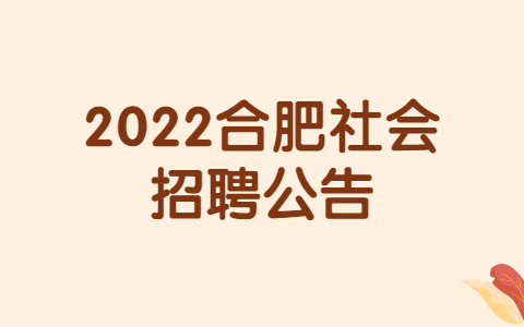 2022合肥社会招聘公告