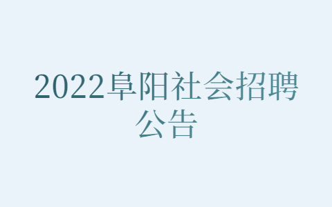2022阜阳社会招聘公告