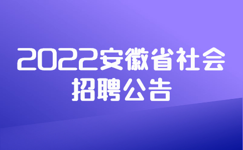 2022安徽省社会招聘公告